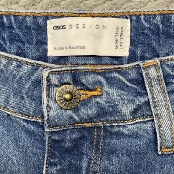 ASOS DESIGN Jeans Womens 28x30 Blue High Rise Farleigh Slim Straight‎ Mom NEW - Picture 6 of 10